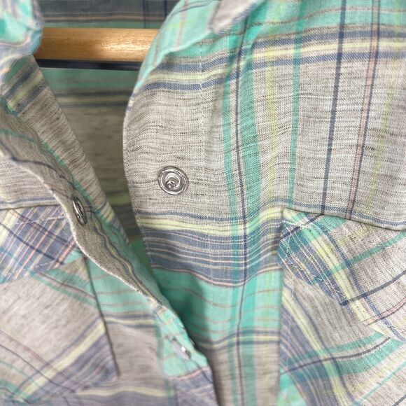Simms Womens Small Green Plaid Long Sleeve Ruby River Shirt Snap Button Top - Picture 6 of 12